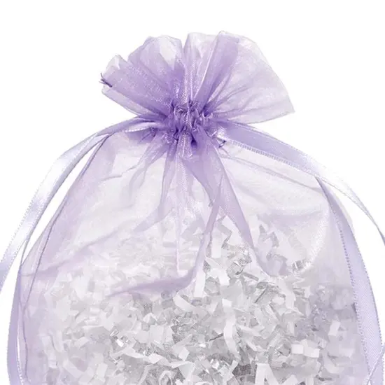 Wide Round Flat Bottom Organza Bags 6 1/2 '' X 4 '' X 7 '' for Favor Packaging Lavender {4}