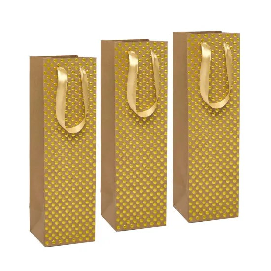 Embossed Polka Dot Wine Pouch 4 1/8'' x 4 1/8'' x 14 1/4'' {2}