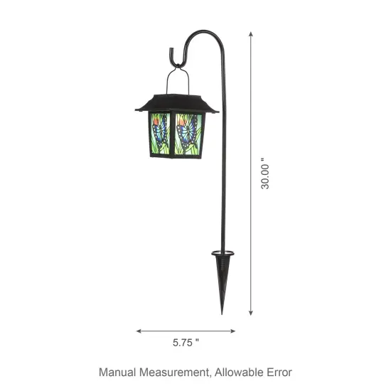 Set of 2 30"H Solar Powered Butterfly Scene Pattern Garden Lamp or Pathway Light with Ground Stake 2pcs Black {6}