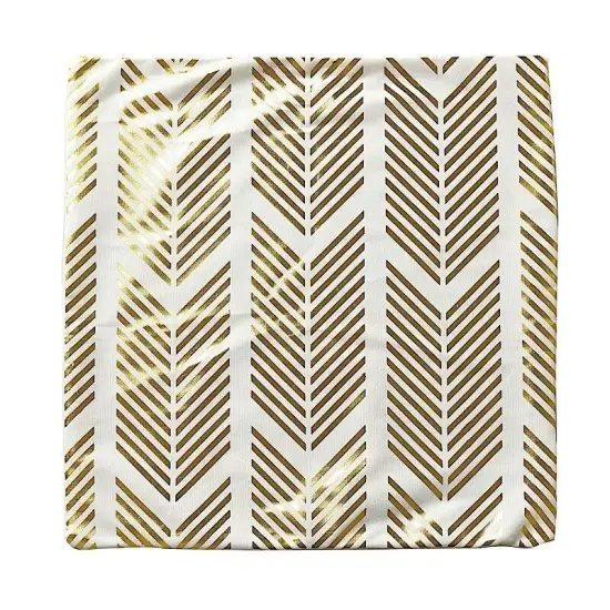 4 Velvet 18x18" White Square Throw PILLOW COVERS Gold Geometric Print Party Home {1}