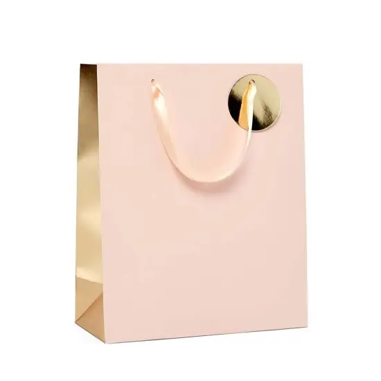 Stylish Two-Tone Metallic Euro Totes 7'' x 37/8'' x 91/16'' Pink {2}