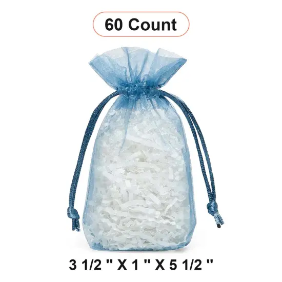 Flat Bottom Organza Bags 3 1/2 '' X 1 '' X 5 1/2 '' for Elegant Favors Smoke Blue {1}