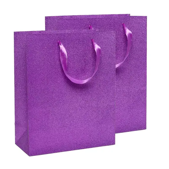 10 1/4'' x 4 3/4'' x 12 5/8'' Glitter Grain Bags for Special Occasions Purple {4}