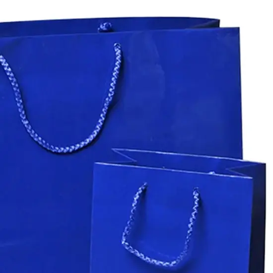 Luxury Packaging with Mini Glossy Euro Totes 6 1/4'' x 3 1/2'' x 8 1/2'' Classic Blue {4}