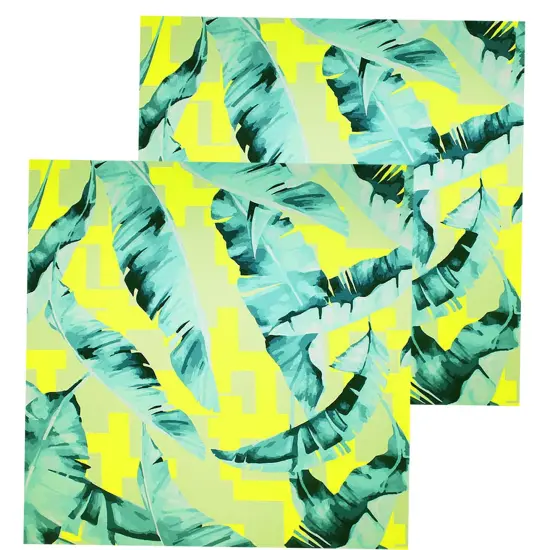 Banana Leaves on Tetris Printed Spandex Fabric {5}