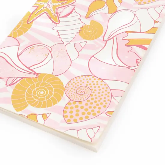 Soft Cover Orange Seashells Notebook - Pack of 5, 10 X 7 Inch {3}