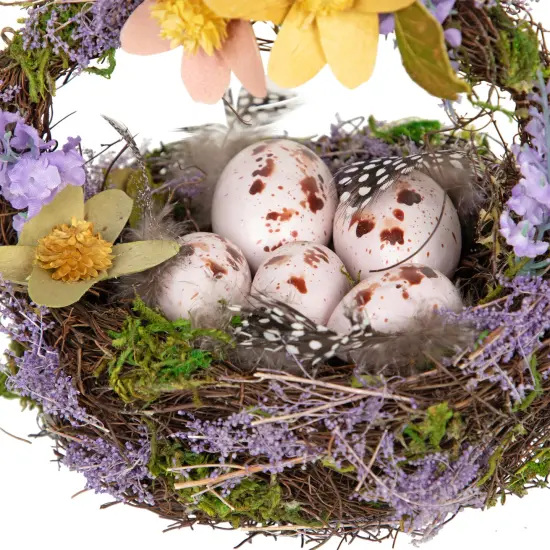 Northlight 14.5" Purple and Green Artificial Floral Bunny Shaped Basket Brown {7}