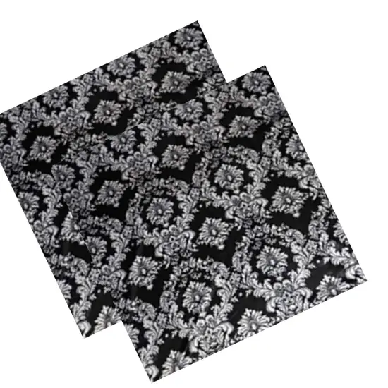 Damask Satin Print Fabric Lamour Dull Satin 60" Wide White Black Damask {4}