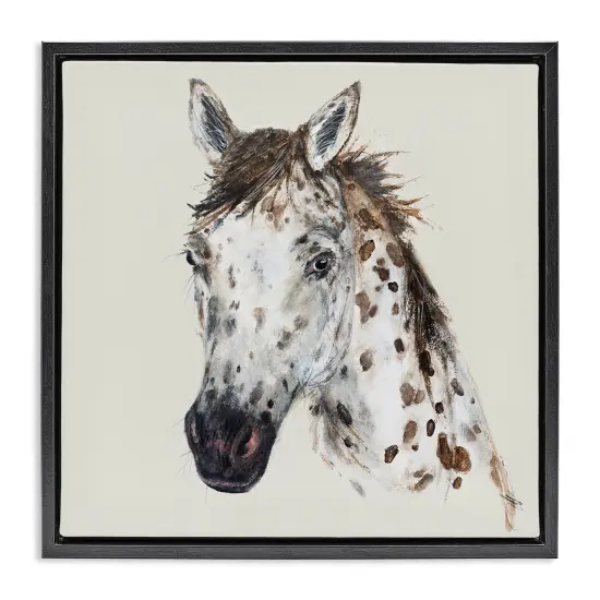 Stupell Industries Charming Spotted Horse Framed Floater Canvas Wall Art Design by Filippo Ioco {1}