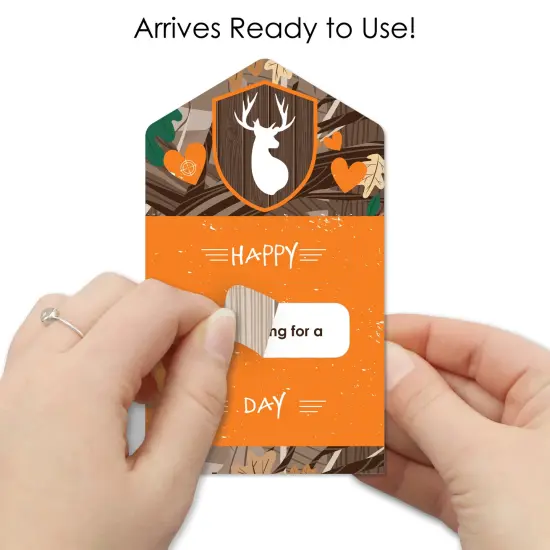 Big Dot of Happiness Gone Hunting - Deer Hunting Camo Cards for Kids - Happy Valentine's Day Pull Tabs - Set of 12 {7}