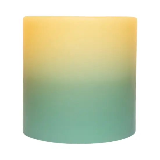 Northlight 6" Sage Green Battery Operated Flameless LED 3-Wick Flickering Wax Pillar Candle {3}