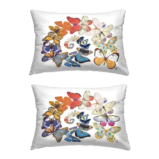 Swirling Spirals Butterflies 2 PC Decorative Printed Throw Pillow Set Design by Ann Jasperson, 14 x 7 x 20 {1}