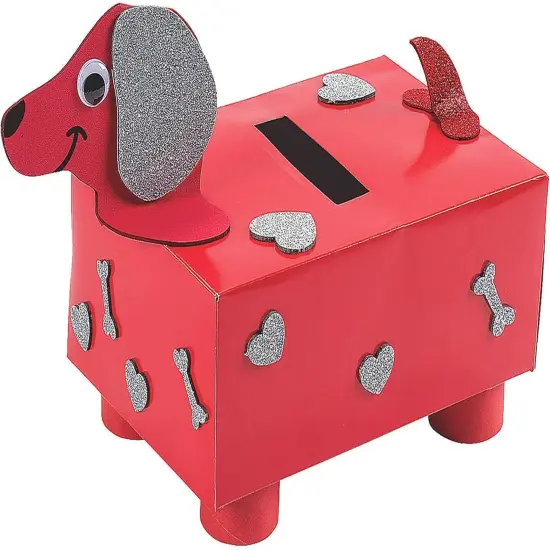 4E's Novelty 1 pc DIY Valentines Mailbox for Kids - DIY Valentines Dog Mailbox with Foam Stickers {2}