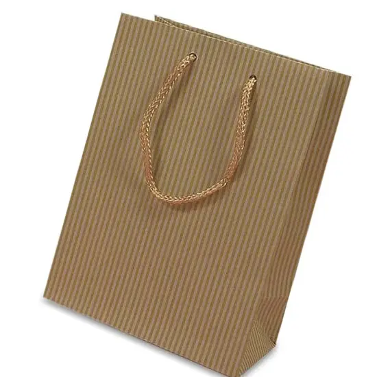 Wide Pinstripe Paper Euro Totes 8'' X 4'' X 10'' Elegant {3}
