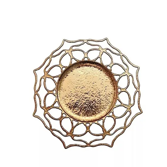 6 Gold 13" Acrylic Round CHARGER PLATES Flower Cutout Design Party Decorations {1}