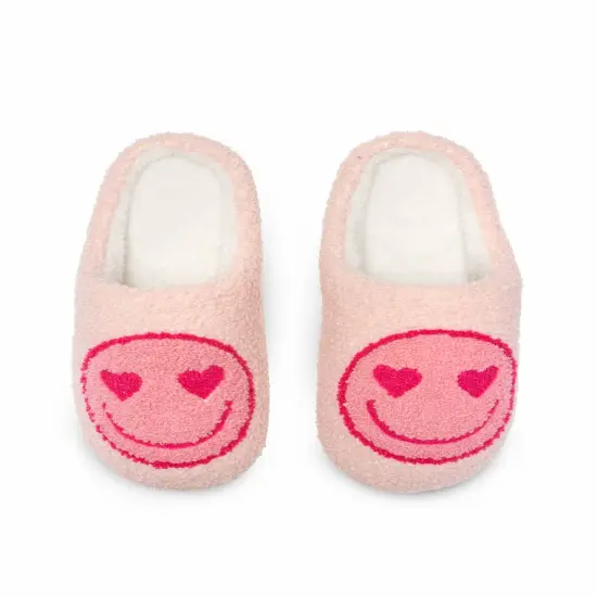 PINK HEART EYES FUZZY SLIPPERS {1}