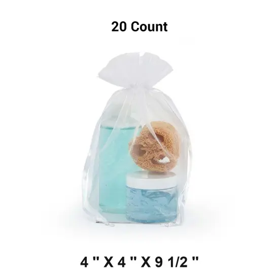 Cardboard Square Bottom Organza Bags 4 '' X 4 '' X 9 1/2 '' for Favors White {1}