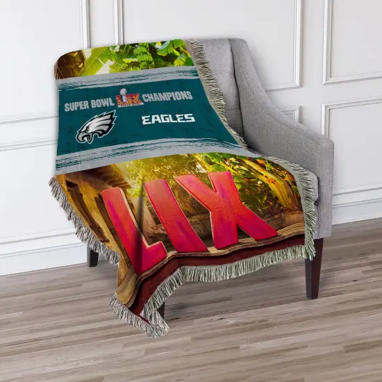 NFL Philadelphia Eagles 2025 Super Bowl LIX Woven Courtyard Tapestry Throw Blanket 48X60 Inches {3}