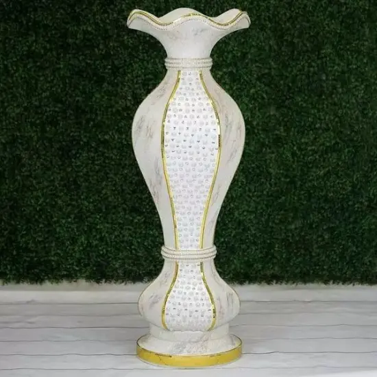 White Gold 40" Ceramic Pot VASE Marble Design MIRROR MOSAIC Party Decorations {3}