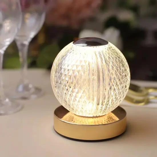 Clear 5 in Acrylic Crystal Ball TABLE LAMP USB Rechargeable LED Light Events {3}
