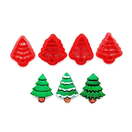 Pine Tree Clay Cutters, 4 pc, Tiny Cute Christmas Tree Shapes, Adorabilities {1}