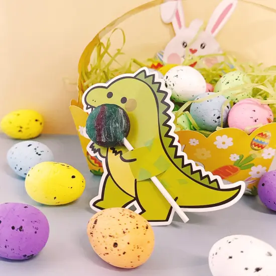 Wrapables Birthday Lollipop Paper Card Candy Holders, Party Supplies, Decorations, Party Favors (100pcs), Dinos and Unicorns {4}