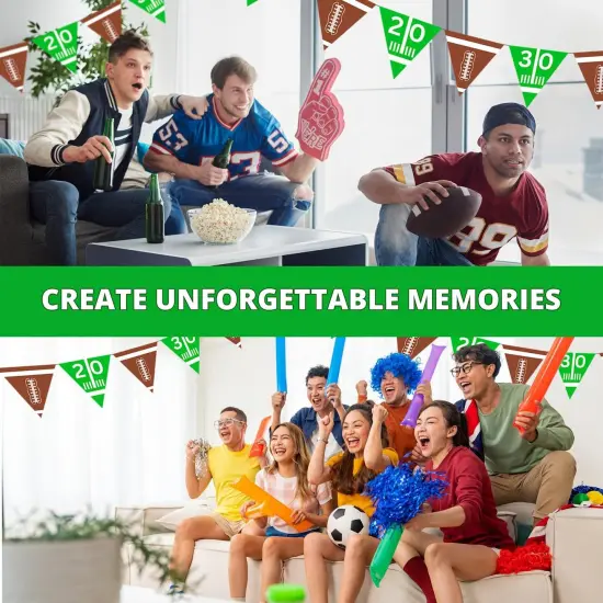4E's Novelty 4 Pcs Football Flag Banner - 9ft Football Pennant Banner, Game Day Decor {6}