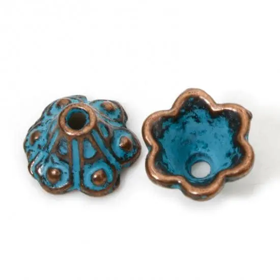 *100* 9x9mm Copper Patina Bead Caps {4}