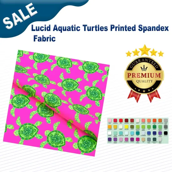 Lucid Aquatic Turtles Printed Spandex Fabric {2}