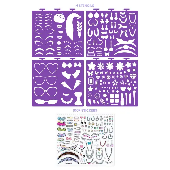 Fashion Angels: Sketch Portfolio Set - Beauty Guru Makeup Artist - Design & Hair Pad, 4 Stencil Sheets, 100+ Colorful Stickers, Girls-Tweens-Kids 6+ {6}