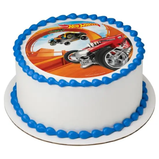 Hot Wheels PhotoCake&reg; Edible Cake Topper Icing Image for 6 inch Round cake or larger {1}