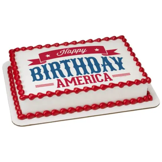 America Happy Birthday PhotoCake&reg; Edible Cake Topper Icing Image for 1/4 Sheet cake or larger {1}