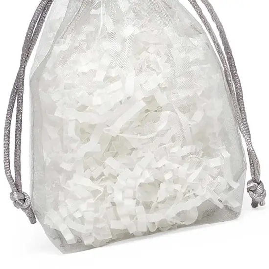 Flat Bottom Organza Bags 5 1/2 '' X 1 1/2 '' X 10 1/2 '' for Wedding Gift Bags Silver {4}