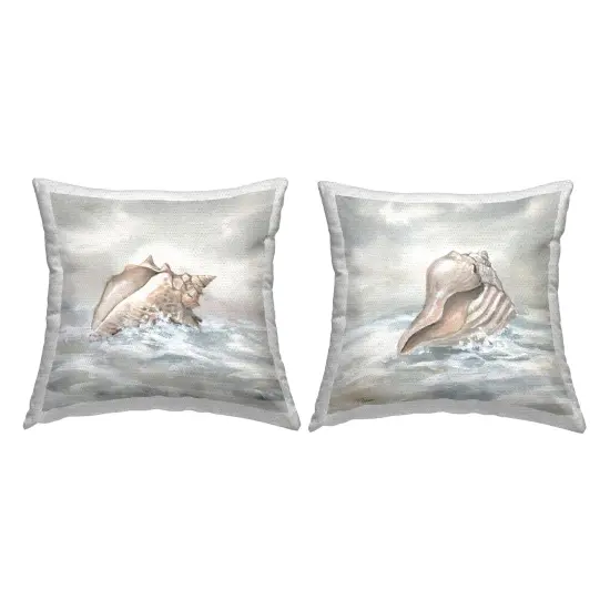 Seashells Washed Ashore 2 PC Outdoor Printed Pillow Set Design by Carol Robinson, 18 x 7 x 18 {1}