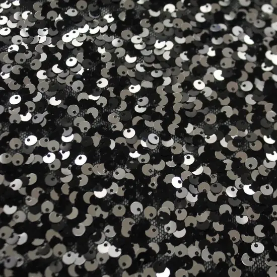 1 Yard Ragtime Stretch Mesh Sequin Fabric 2-Way Stretch Polyester Mesh Sequin 55" Width Black/Gold {4}