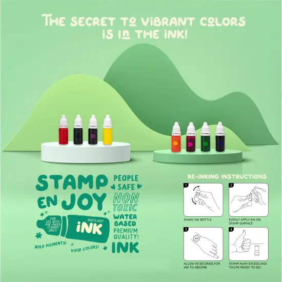 Stamp Enjoy - 8 Self-Ink Flash Stamp Set, Multicolor Teacher Stamps, Office Stationery Stamps, Pre-Inked, Refillable Stamps {5}
