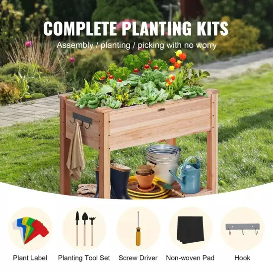 VEVOR Wooden Raised Garden Bed Planter Box 33.9x18.1x30" Flower Vegetable Herb {2}