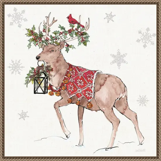 Signs of the Season V Full Deer by Anne Tavoletti Framed Canvas Wall Art {1}