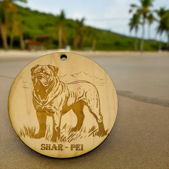 Ornament - Shar Pei Dog Raw Wood {4}