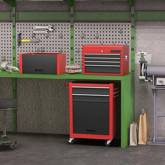 Costway 6-Drawer Rolling Tool Chest Storage Cabinet w/Riser Red\Black {2}