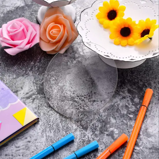 16 Pieces Clear Circle Acrylic 0.08 Inch Thick Round Acrylic Blanks Acrylic Discs Round Acrylic Panel for Picture Frame Painting DIY Crafts (Clear,4 Inch/ 10.16 cm) {5}