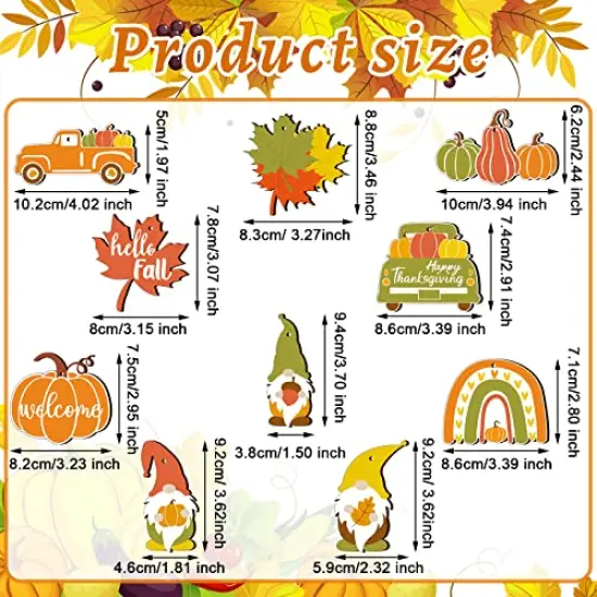30 Pieces Fall Thanksgiving Wood Ornaments Autumn Pumpkin Gnome Leaf Truck Cutouts Happy Thanksgiving Ornaments Small Welcome Hello Fall Tree Hanging Sign Decorations (Fresh Style) {1}