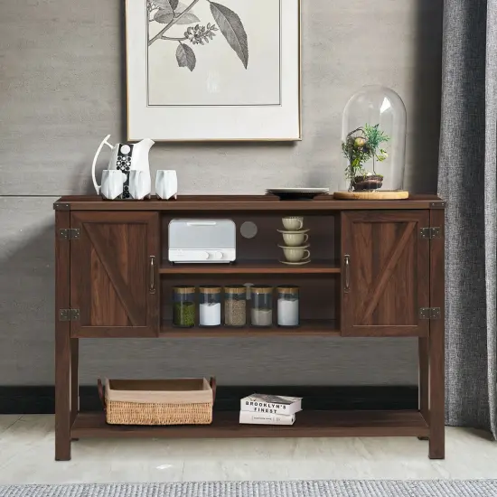 Costway Barn Door TV Stand Console Sideboard Buffet for TVs Up to 60'' w/Storage Cabinets {5}
