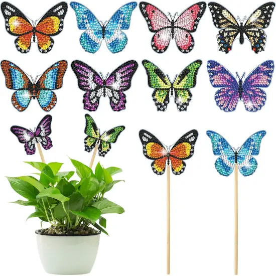 8 Pieces Butterfly Diamond Painting Kits, Diamond Art Kits for Garden Decor, Butterfly Stakes Diamond Art Kits for Adults, Crafts for Adults {2}