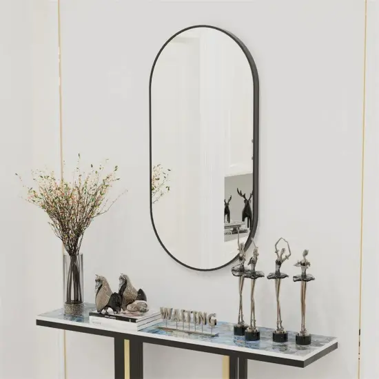 40 x 20'' Wall Decor Mirror for Bathroom Black Metal Frame Horizontal/Vertical {3}