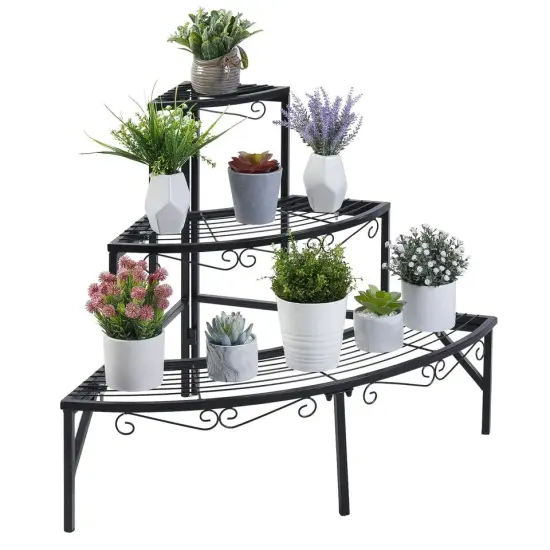 Iron Plant Stand Corner Shelf Flower Orchid Storage Rack Heavy Duty Load 132Lbs {4}