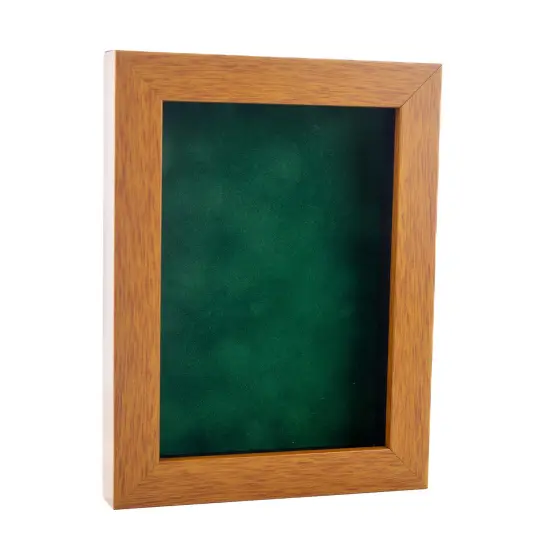 Warm Honey Brown Wood Shadow Box Frame with Acrylic Front - Forest Green Suede Backing, 30 Sizes {2}