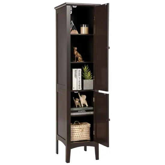 Costway Freestanding Bathroom Storage Cabinet Linen Tower Kitchen Living Room Grey\Black\Brown\White {2}