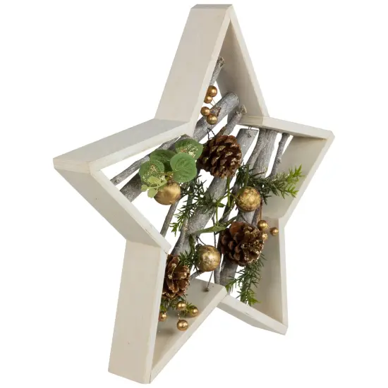 Northlight Pinecones and Berries Star Shaped Wooden Christmas Decoration - 14.5" Ivory {4}
