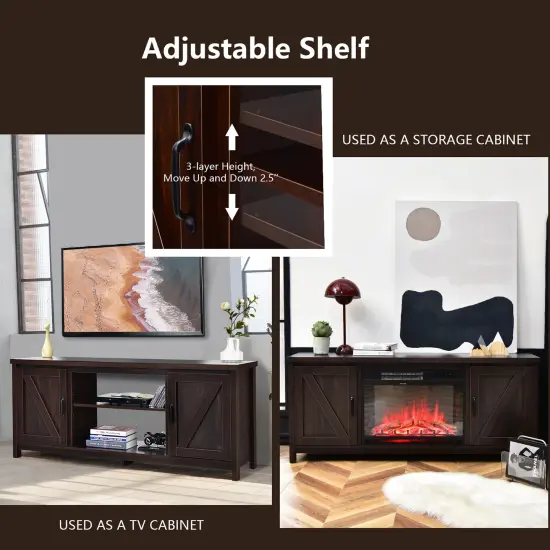 Costway 59'' TV Stand Media Console Center w/ Storage Cabinet for 65'' TV Natural\Black\Coffee {5}